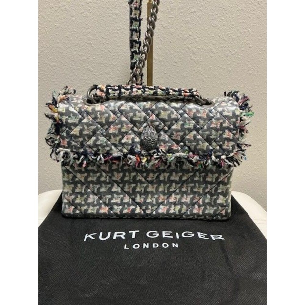 Kurt Geiger Multicolor Quilted Tweed Kensington Bag w Gunmetal Hardware